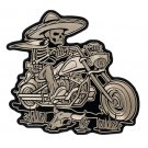 11" SOMBRERO SKELETON MOTORCYCLE RIDER BIKER EMBROIDERED JACKET PATCH