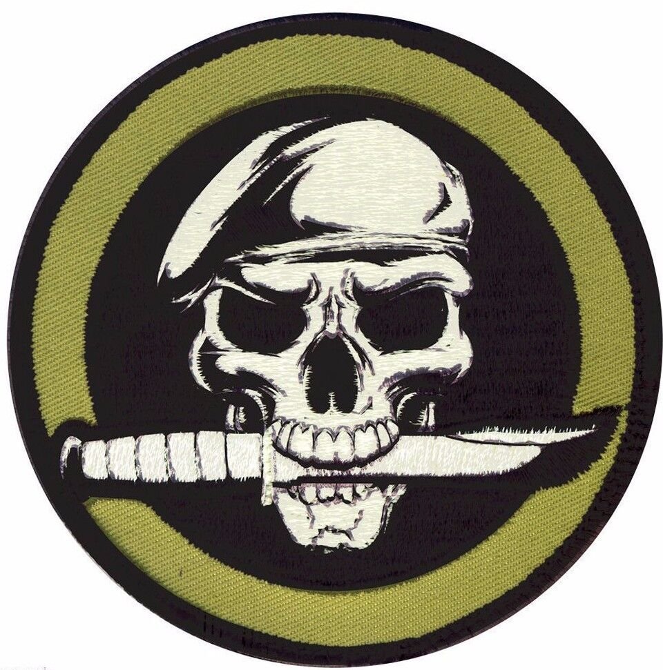 SPECIAL FORCES SKULL KNIFE HOOK & LOOP EMBROIDERED PATCH