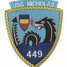 5" USS NAVY DD-449 NICHOLAS EMBROIDERED PATCH
