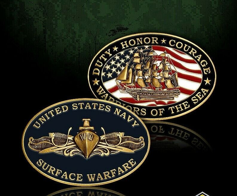 2.25" NAVY SURFACE WARFARE OFFICER  WARRIORS OF THE SEA CHALLENGE COIN