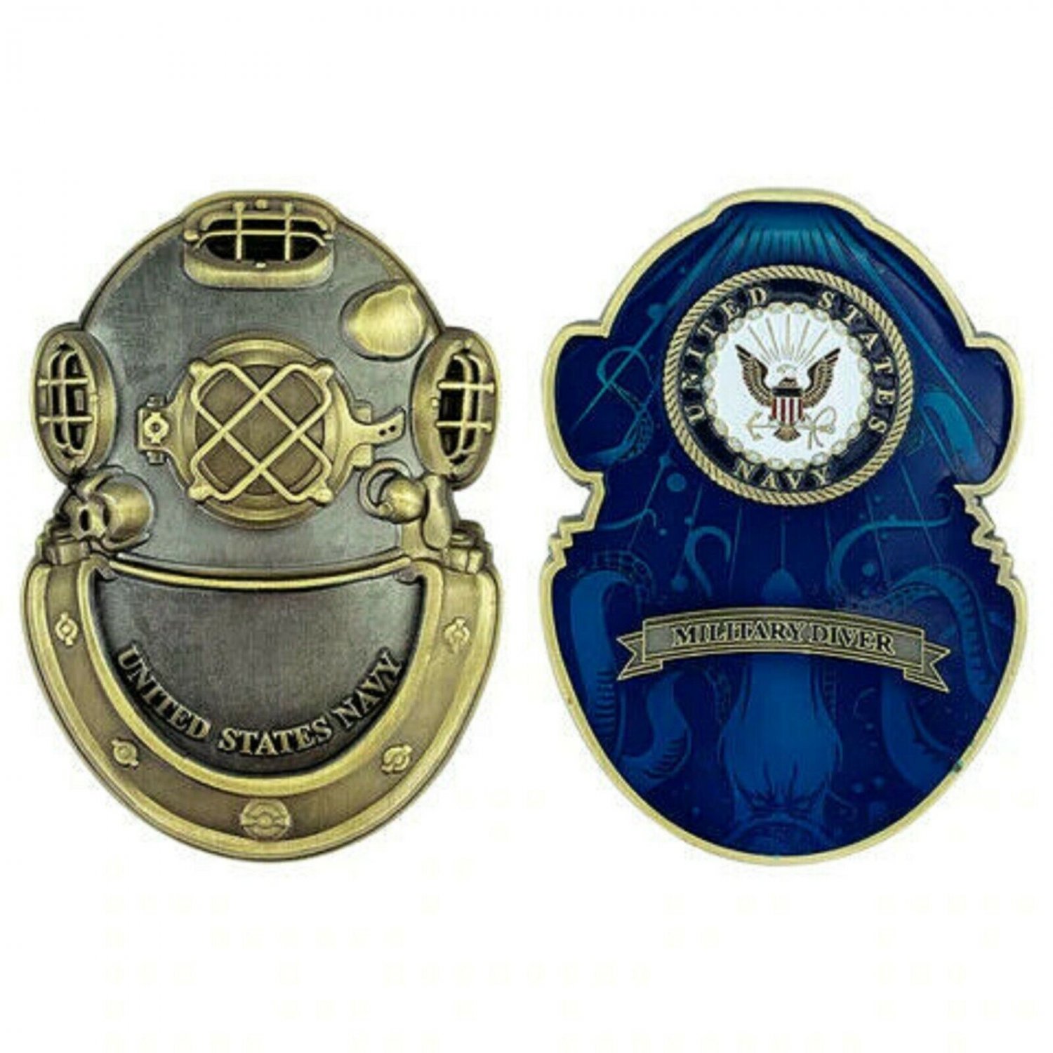 NAVY DIVE MILITARY DIVER SCHOOL 2.5" SCUBA MEDALLION  CHALLENGE COIN