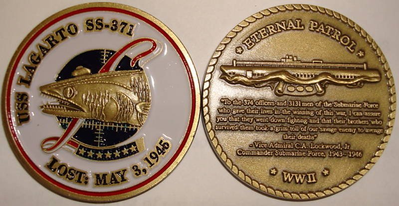 NAVY USS LAGARTO SS-371 LOST SUBMARINE CHALLENGE COIN