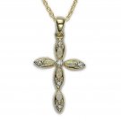 24K GOLD STERLING SILVER CROSS INLAID OPAL PENDANT CHARM AND 18" NECKLACE CHAIN