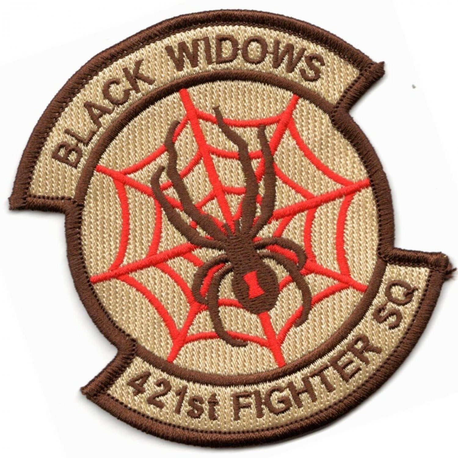 4" 421FS FIGHTER SQUAD BLACK WIDOWS DESERT RED COBWEB LOGO EMBROIDERED PATCH