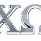 CHI OMEGA  SORORITY  CHROME ADHESIVE EMBLEM MEDALLION