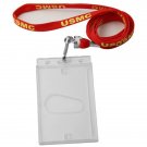 USMC MARINE CORPS YELLOW ON RED WITH BADGE HOLDER LANYARD