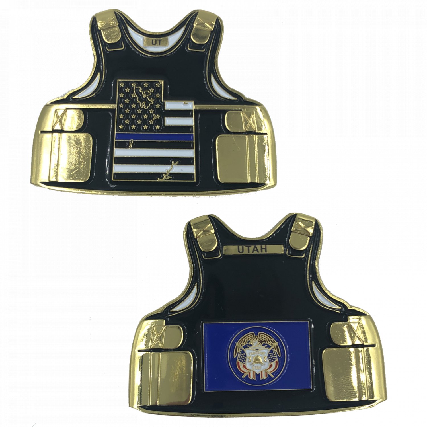 2.5"  UTAH THIN BLUE LINE POLICE BODY ARMOR CHALLENGE COIN
