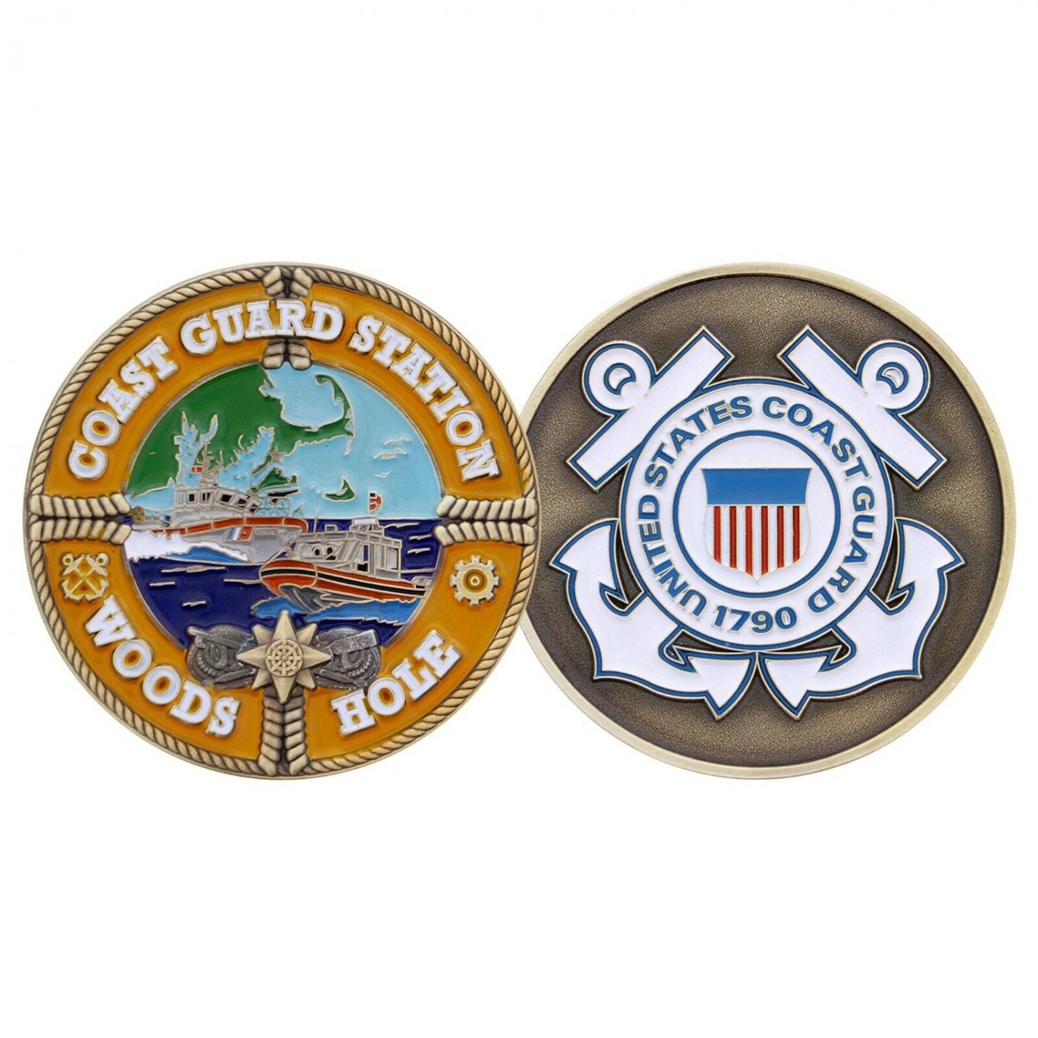 COAST GUARD STATION WOODS HOLE 1.75" CHALLENGE COIN