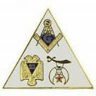 MASON MASONIC 3 EMBLEM TRIANGLE LAPEL PIN