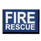 TACTICAL FIRE RESCUE  3-D RUBBER 3" X 2" NAVY BLUE PATCH WITH HOOK LOOP