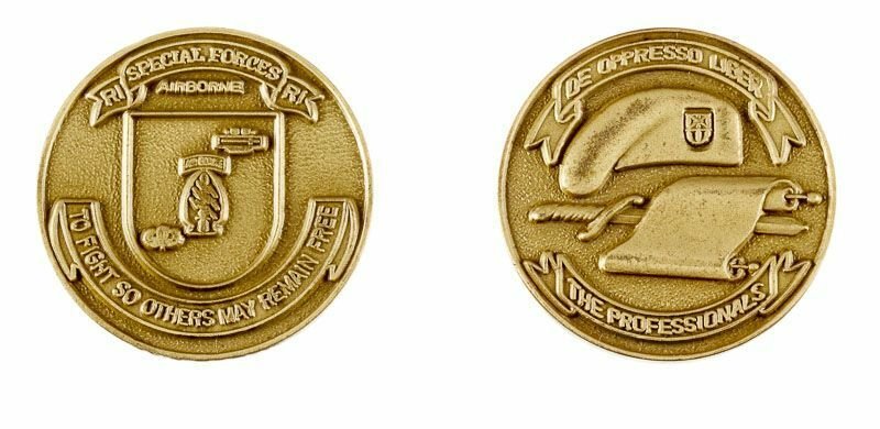 ARMY RHODE ISLAND SPECIAL FORCES GROUP AIRBORNE BRONZE CHALLENGE COIN