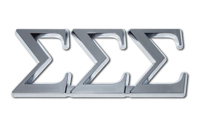 TRI SIGMA SORORITY 3"  CHROME ADHESIVE EMBLEM MEDALLION