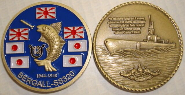 NAVY USS BERGALL SS-320 WWII SUBMARINE CHALLENGE COIN