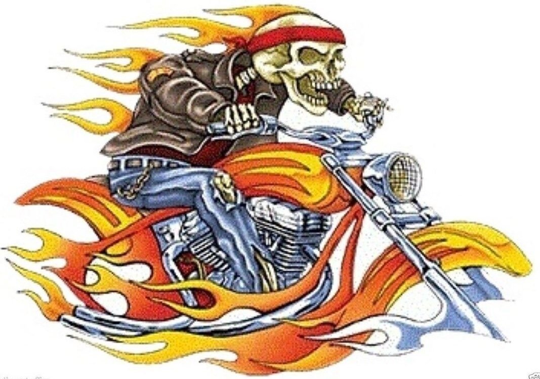 BIKER SKULL FLAME RIDE LIKE YOU STOLE IT MOTORCYCLE HELMET BUMPER STICKER DECAL