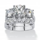 WEDDING ENGAGEMENT 2 PIECE PLATINUM OVER STERLING SILVER RING 6 7 8 9 10