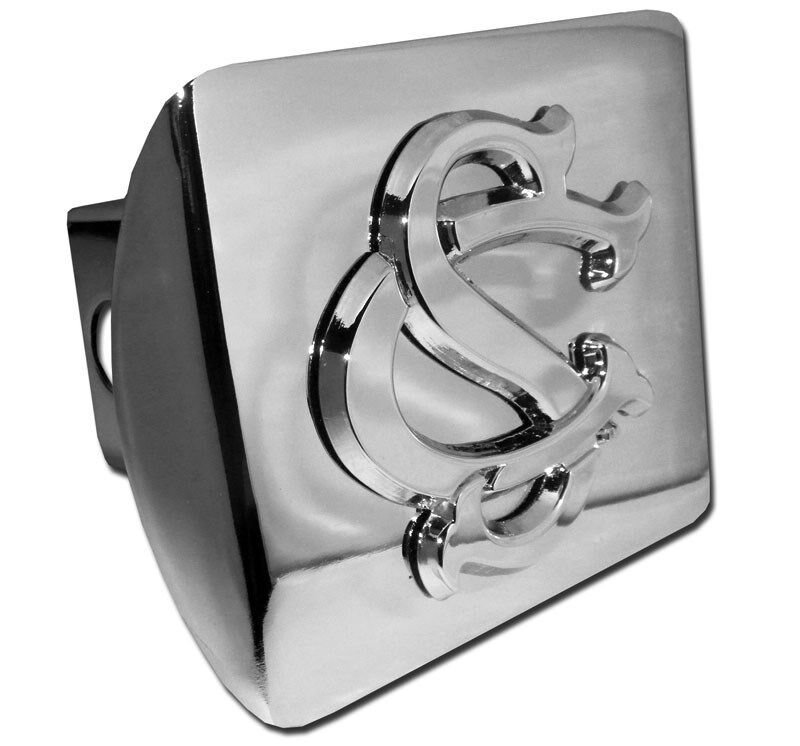 SOUTH CAROLINA GAMECOCKS SC CHROME EMBLEM ON CHROME USA TRAILER HITCH COVER