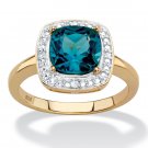 14K GOLD OVER STERLING SILVER BLUE TOPAZ WOMENS RING 56 7 8 9 10