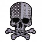 10" FLAG AND SKULL WITH CROSS BONES EMBROIDERED JACKET PATCH