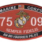4.5" MARINE CORPS MOS 7509 AV-8B HARRIER PILOT EGA EMBROIDERED PATCH