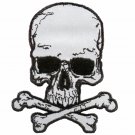 4" REFLECTIVE SKULL AND CROSSBONES MOTORCYCLE BIKER EMBROIDERED PATCH