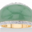 GREEN JADE WHITE TOPAZ ACCENTS CZ GP RING 14K GOLD STERLING SILVER 6 7 8 9 10
