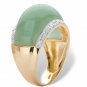 GREEN JADE WHITE TOPAZ ACCENTS CZ GP RING 14K GOLD STERLING SILVER 6 7 8 9 10