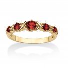 14K GOLD GARNET ROUND BIRTHSTONE "X & O" GP SIZE 5,6,7,8,9,10