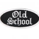 4" OLD SCHOOL OVAL BLACK AND WHITE EMBROIDERED PATCH