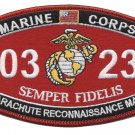 4.5" MARINE CORPS MOS 0323 PARACHUTE RECONNAISSANCE MAN EGA EMBROIDERED PATCH
