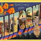 5"  CALIFORNIA VINTAGE POSTCARD STYLE HELMET BUMPER  STICKER DECAL USA MADE