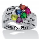 PERSONALIZED HEART  BIRTHSTONE STERLING SILVER RING SIZE 5 6 7 8 9 10