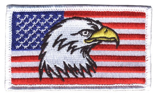 USA AMERICAN FLAG EAGLE 2 X 3  EMBROIDERED PATCH WITH HOOK LOOP