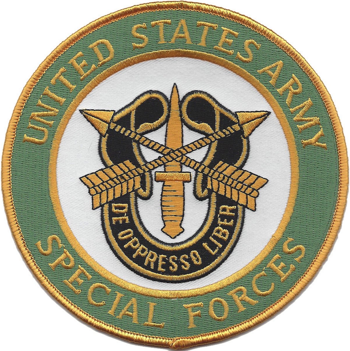 5" ARMY SPECIAL FORCES CREST DE OPPRESSO LIBER EMBROIDERED PATCH