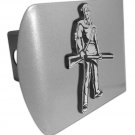 WEST VIRGINIA MOUNTAINEER EMBLEM ON BRUSHED CHROME USA MADE TRAILER HITCH COVER