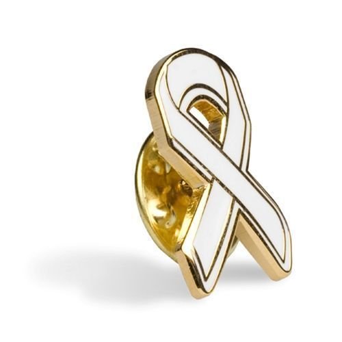 WHITE RIBBON LAPEL PIN SUPPORT VIOLENCE AGAINST WOMEN