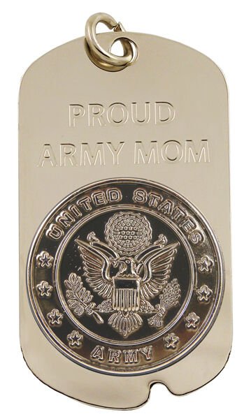 PROUD ARMY MOM ENGRAVABLE MILITARY  DOG TAG WITH 24" CHAIN