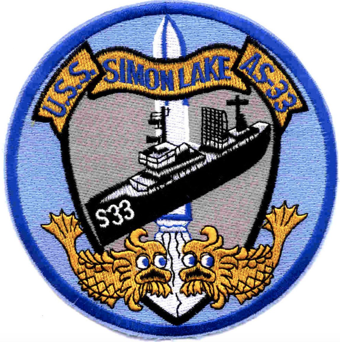 5.5" NAVY USS SIMON LAKE AS-33 EMBROIDERED PATCH