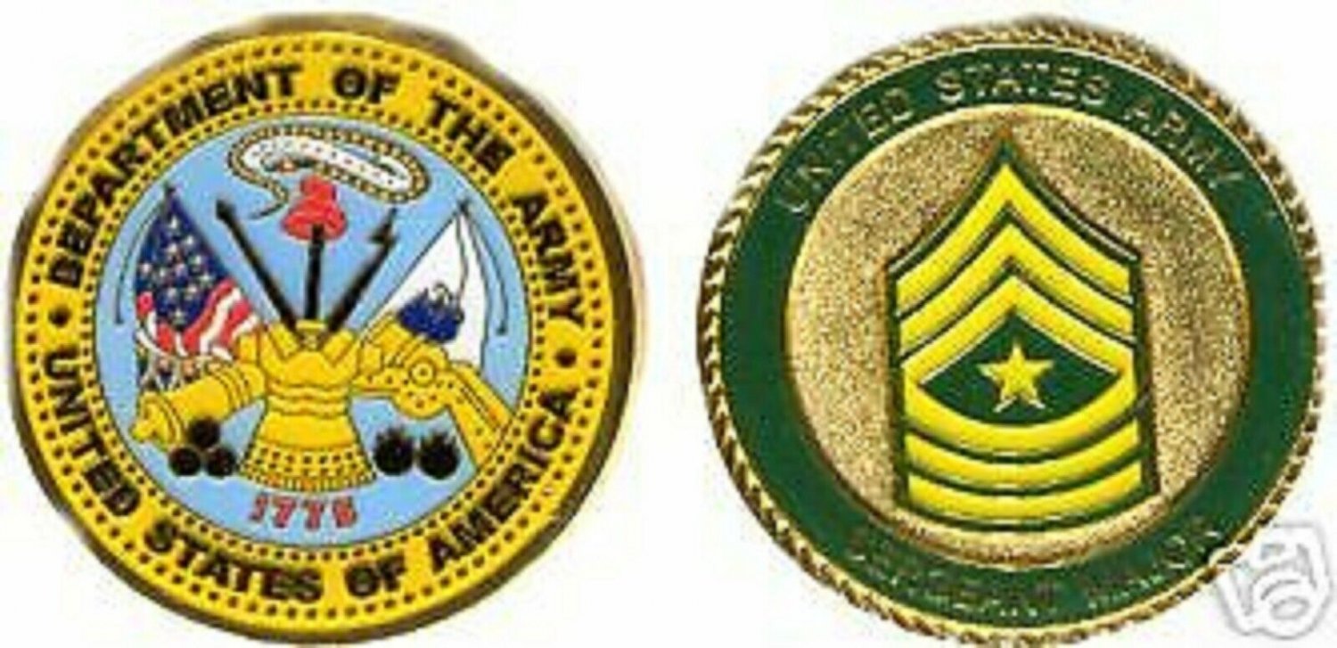 US ARMY SERGEANT MAJOR COLOR GOLD CHALLENGE COIN