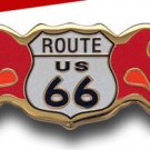 ROUTE 66 GOLD FLAME WING 3" BADGE PIN