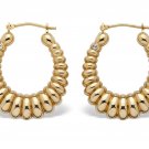 14K GOLD SHRIMP STYLE HOOP EARRINGS NANO DIAMOND RESIN FILLED