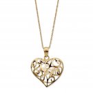 MOM 10K GOLD HEART FILIGREE  PENDANT CHARM WITH 18" CHAIN