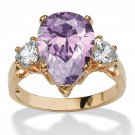 WOMENS 14K 6.75 TCW GOLD PLATED LAVENDER PEAR SHAPED CZ RING SIZE 5,6,7,8,9,10