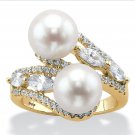 WOMENS 18K GOLD OVER STERLING SILVER FRESHWATER PEARL RING SIZE  6 7 8 9 10