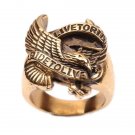 LIVE TO RIDE BRONZE GOLD BIKER  STAINLESS STEEL RING SIZE 8 9 10 11 12 13