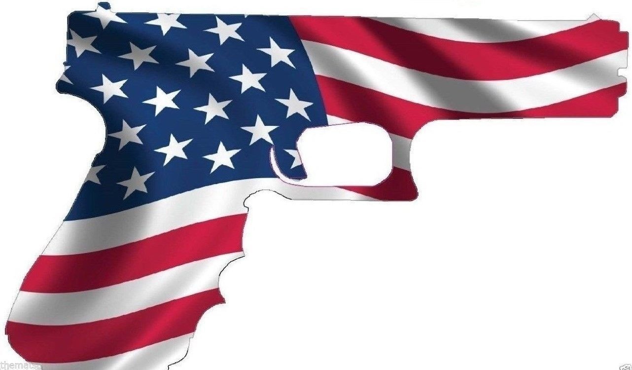 AMERICAN FLAG PISTOL 2ND AMENDMENT 5" BUMPER TOOLBOX STICKER DECAL MADE IN USA