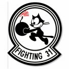 4" NAVY FIGHTING 31 FELIX THE CAT BOMB WHITE BUMPER CAR STICKER DECAL USA MADE