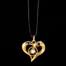 AA RECOVERY FLOWING HEART 24K GOLD PENDANT GP NECKLACE CRYSTAL STONE