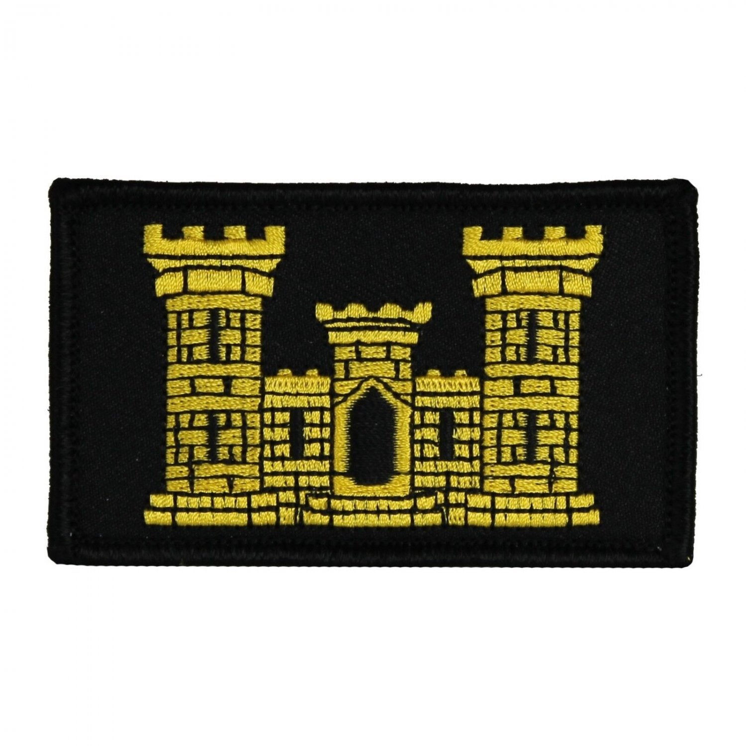 ARMY ENGINEER 2 X 3  EMBROIDERED UNIFORM SHIRT BLACK PATCH WITH HOOK LOOP
