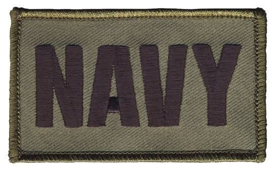 NAVY 2 X 3  EMBROIDERED UNIFORM VEST SHIRT OD GREEN PATCH WITH HOOK LOOP