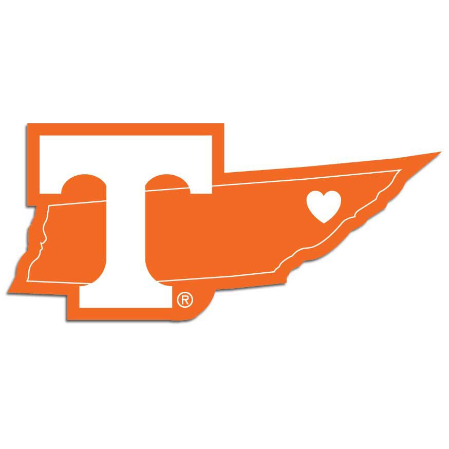 tennessee volunteers state shape logo with heart vinyl decal